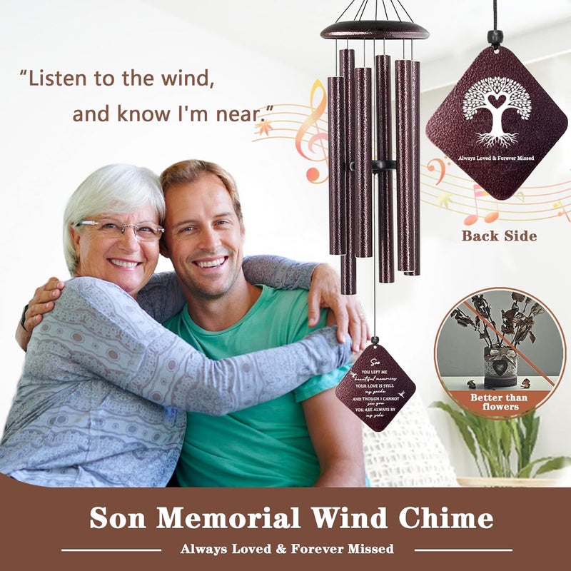 Doopeer Memorial Wind Chimes for Loss of Son, 32" Sympathy Wind Chimes in Memory of Son - Image 2